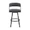 Armen Living Saturn 30" Bar Height Swivel Gray Faux Leather and Black Metal Bar Stool LCSNBABLKGR30 - alternate 3